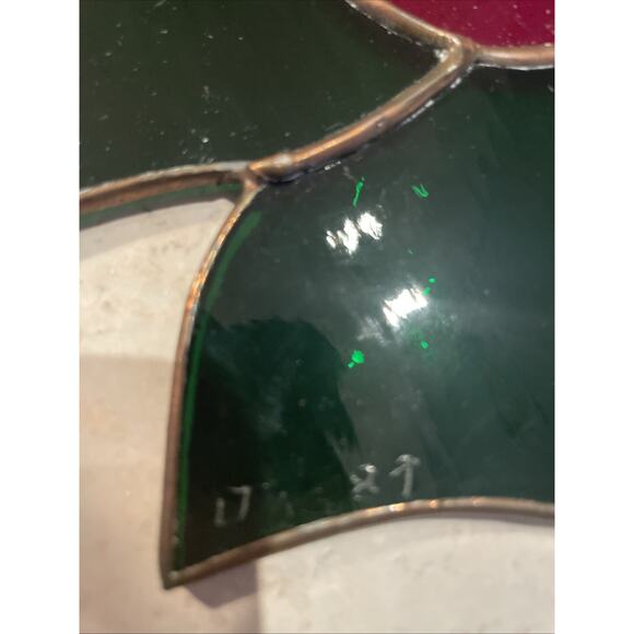 Vintage Stained Glass Christmas Window Leaded  Light Catcher Candle Large 16” - Picture 7 of 8